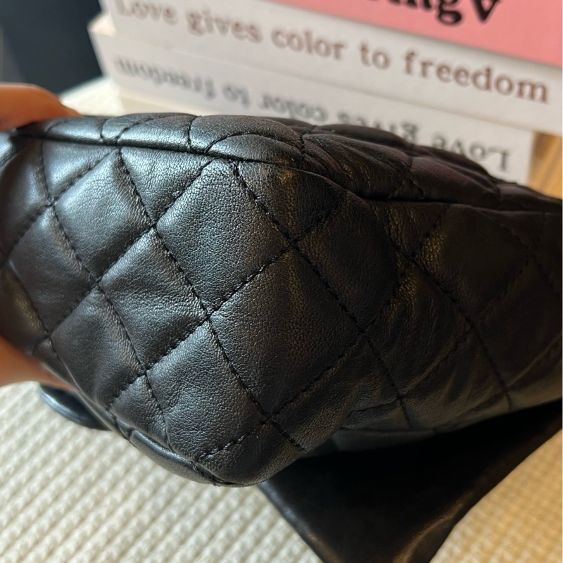 Chanel香奈兒 黑色銀色五金 30底長 口蓋包 11開-7