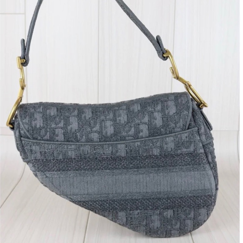 「JL精品代購」97新 Dior Saddle灰色馬鞍包-3