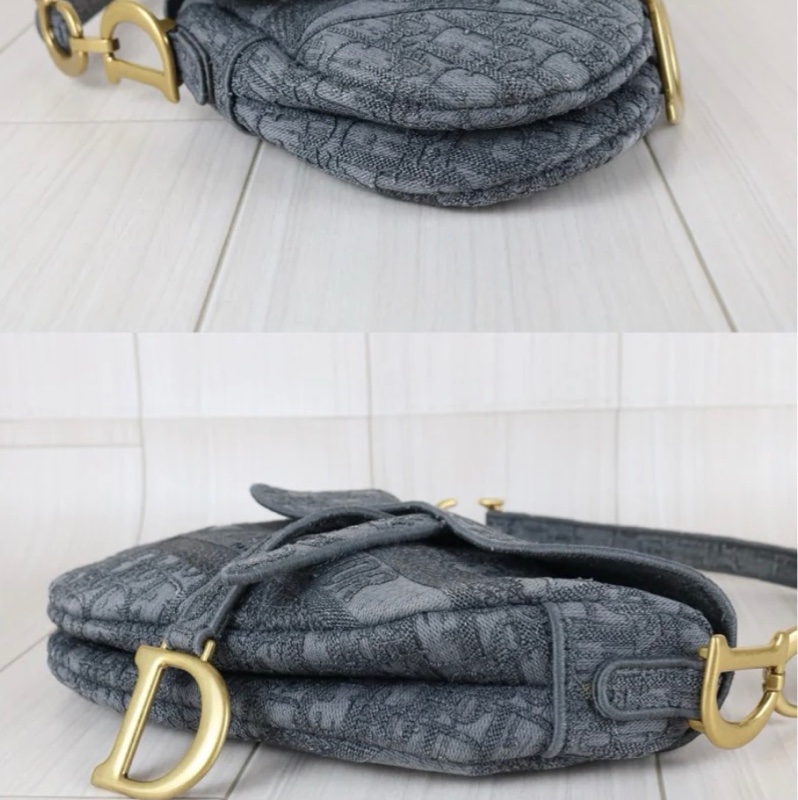 「JL精品代購」97新 Dior Saddle灰色馬鞍包-7