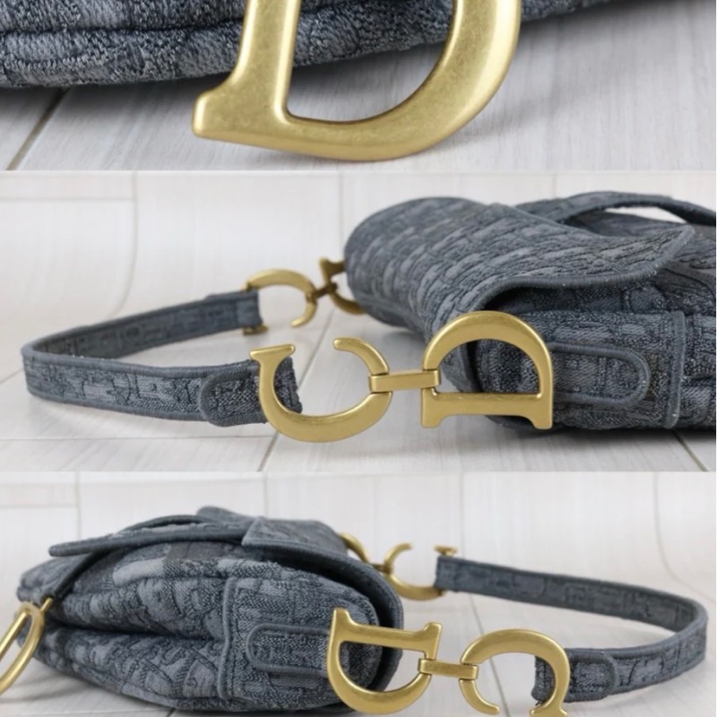 「JL精品代購」97新 Dior Saddle灰色馬鞍包-9