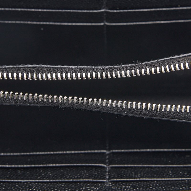 二手YSL 拉鍊長夾/黑銀牛皮-15