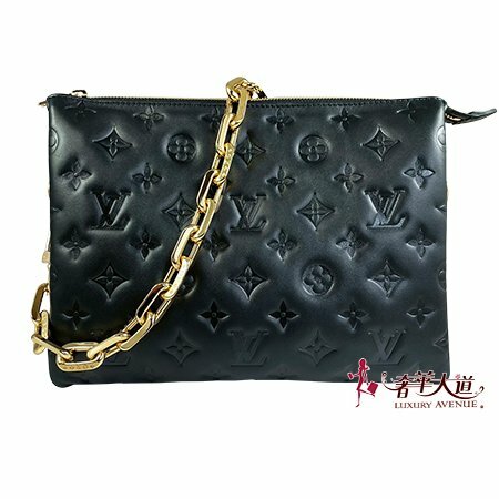*奢華大道國際精品＊【L3403】LV 黑色羊皮壓紋 COUSSIN 肩背/斜背兩用包 (PM) M57790
