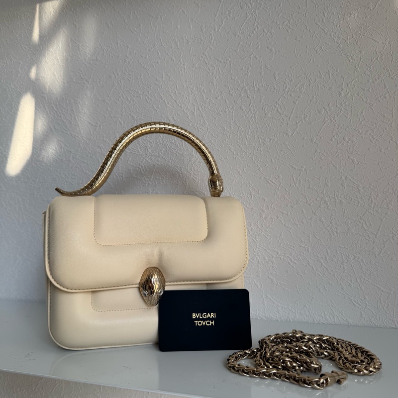 Bvlgari 寶格麗蛇頭兩用米色包-0