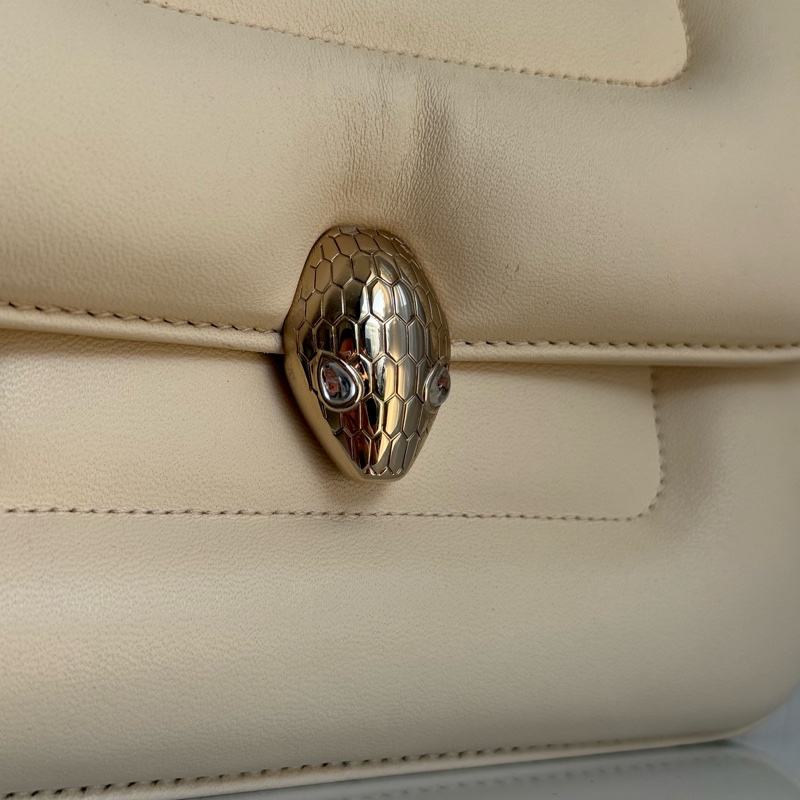 Bvlgari 寶格麗蛇頭兩用米色包-1