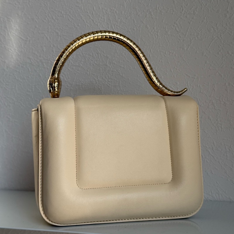 Bvlgari 寶格麗蛇頭兩用米色包-6