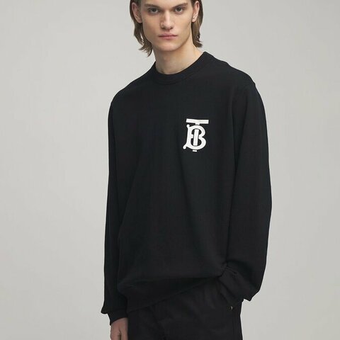 BURBERRY TB LOGO 黑色長袖衛衣/ 大學T