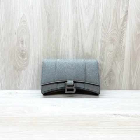Balenciaga 銀色hourglass沙漏WOC鏈條包 656050