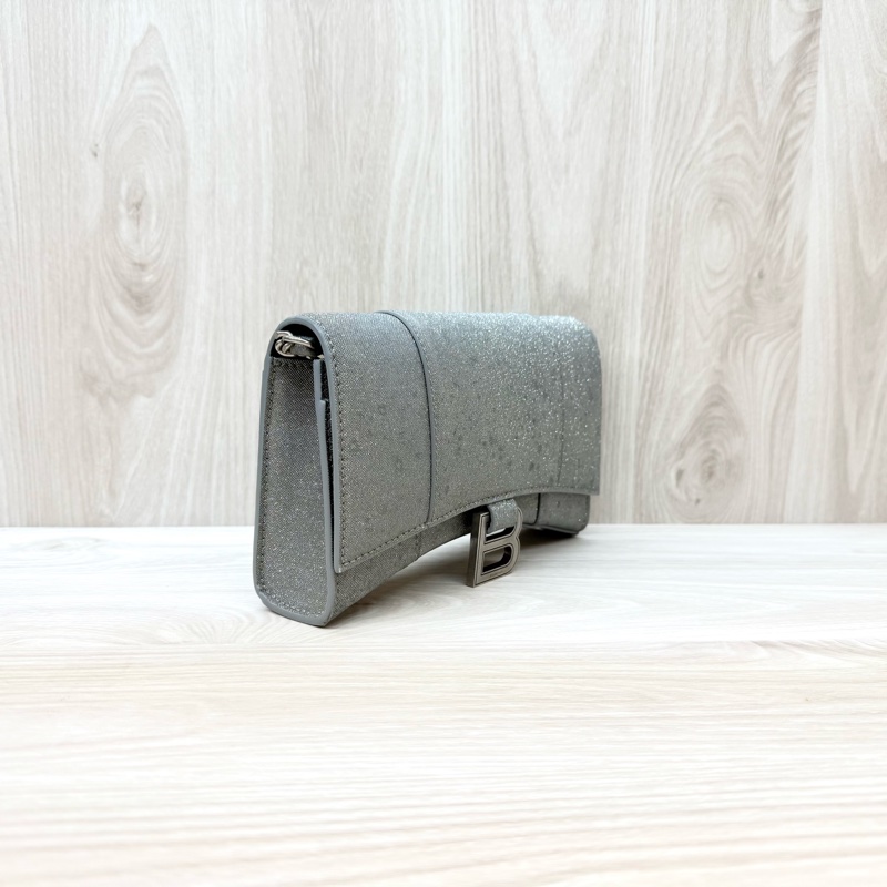 Balenciaga 銀色hourglass沙漏WOC鏈條包 656050-3