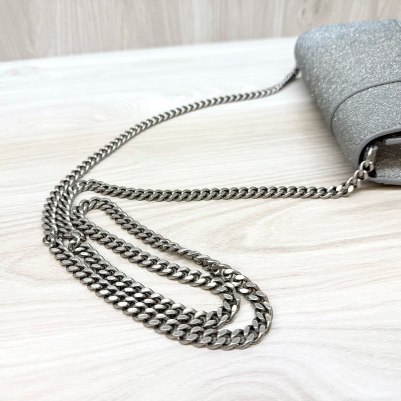 Balenciaga 銀色hourglass沙漏WOC鏈條包 656050-8