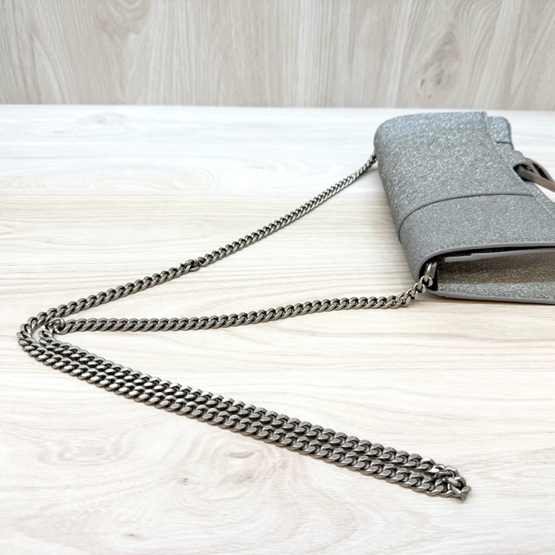 Balenciaga 銀色hourglass沙漏WOC鏈條包 656050-9