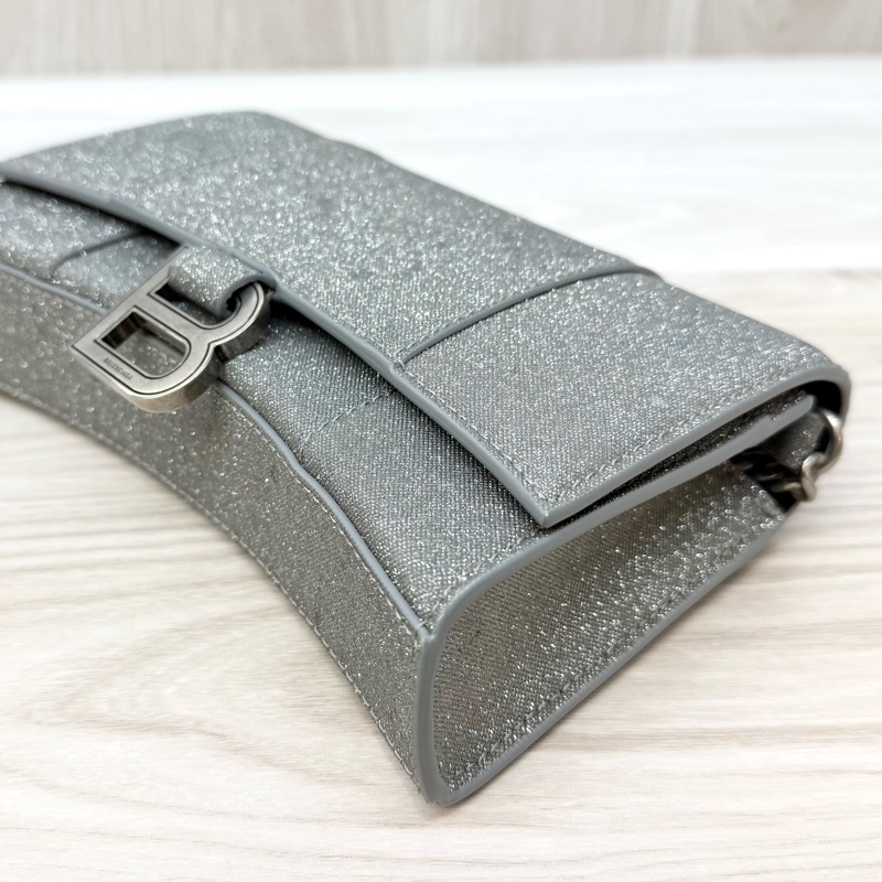 Balenciaga 銀色hourglass沙漏WOC鏈條包 656050-11