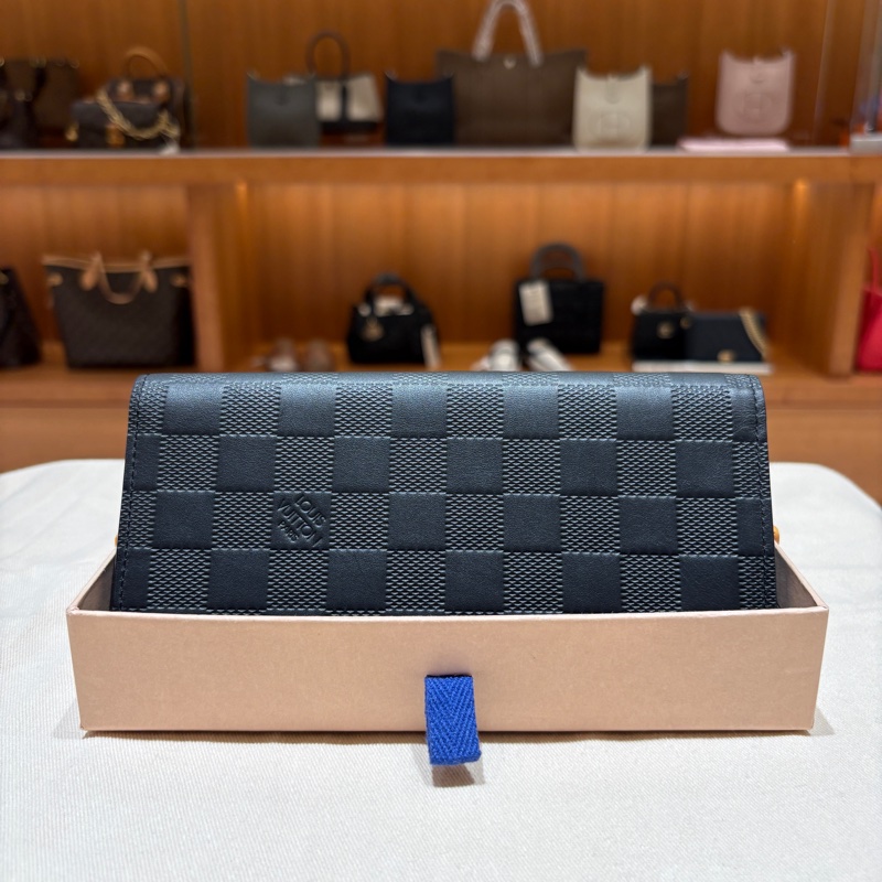 【台中現貨,大容量男用長夾】LV Brazzaville 棋盤格皮夾|黑灰極簡風格|多卡槽大鈔位|台中市北區現貨-7