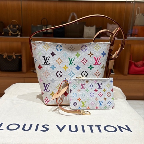 Louis Vuitton x TM ALL IN BB LV 村上隆白三彩水桶包-2