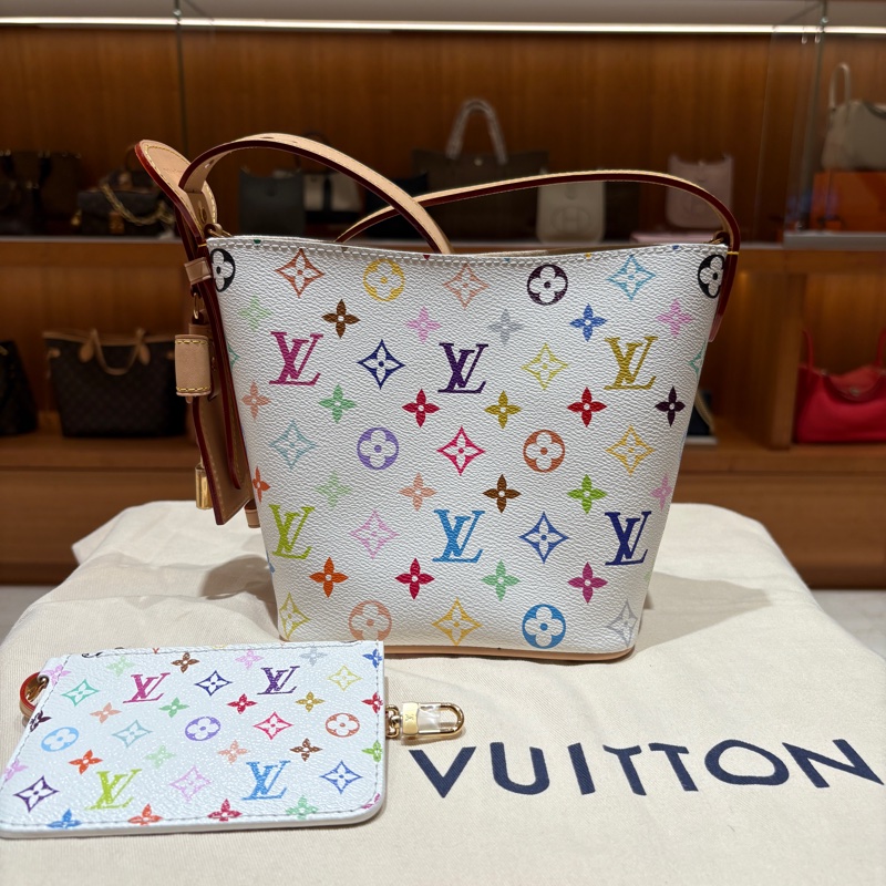 Louis Vuitton x TM ALL IN BB LV 村上隆白三彩水桶包-2-1