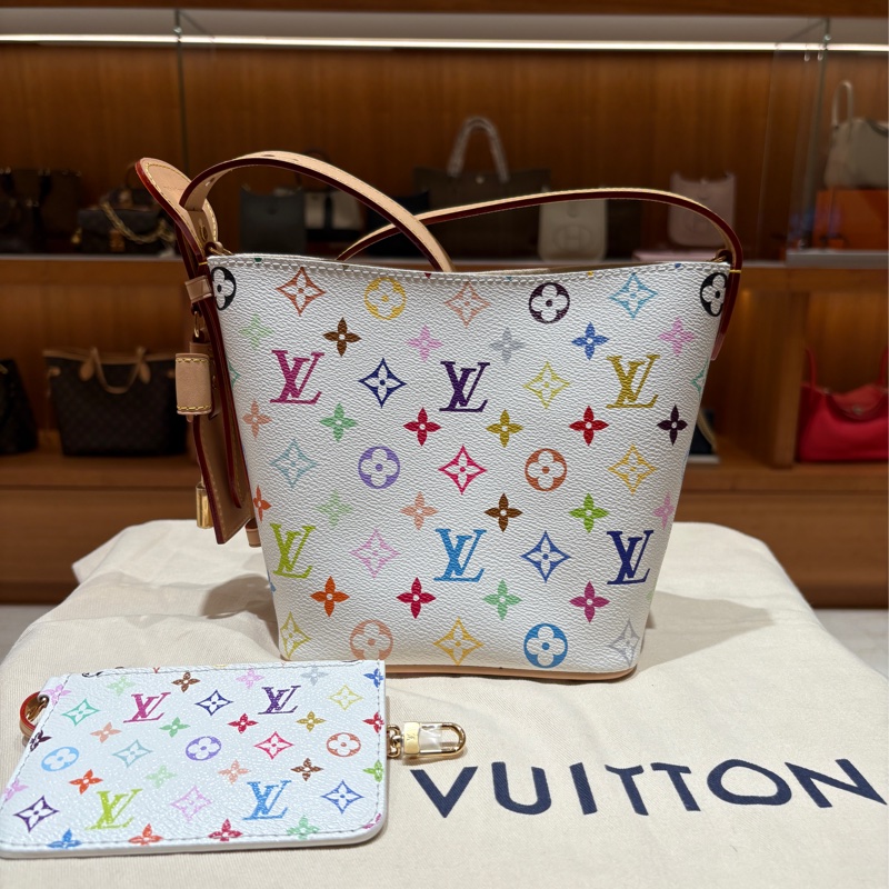 Louis Vuitton x TM ALL IN BB LV 村上隆白三彩水桶包-2-6