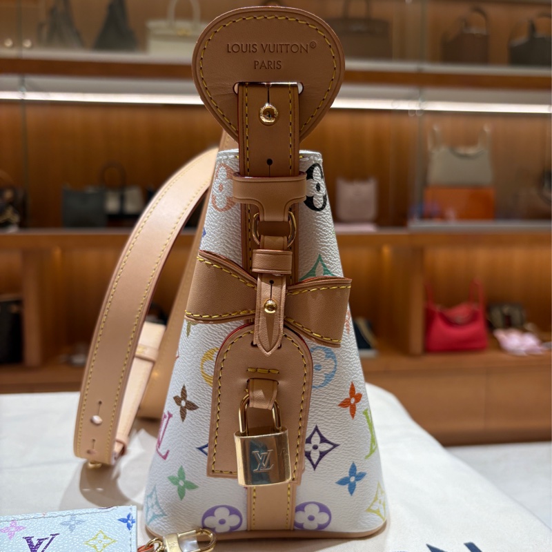 Louis Vuitton x TM ALL IN BB LV 村上隆白三彩水桶包-2-13