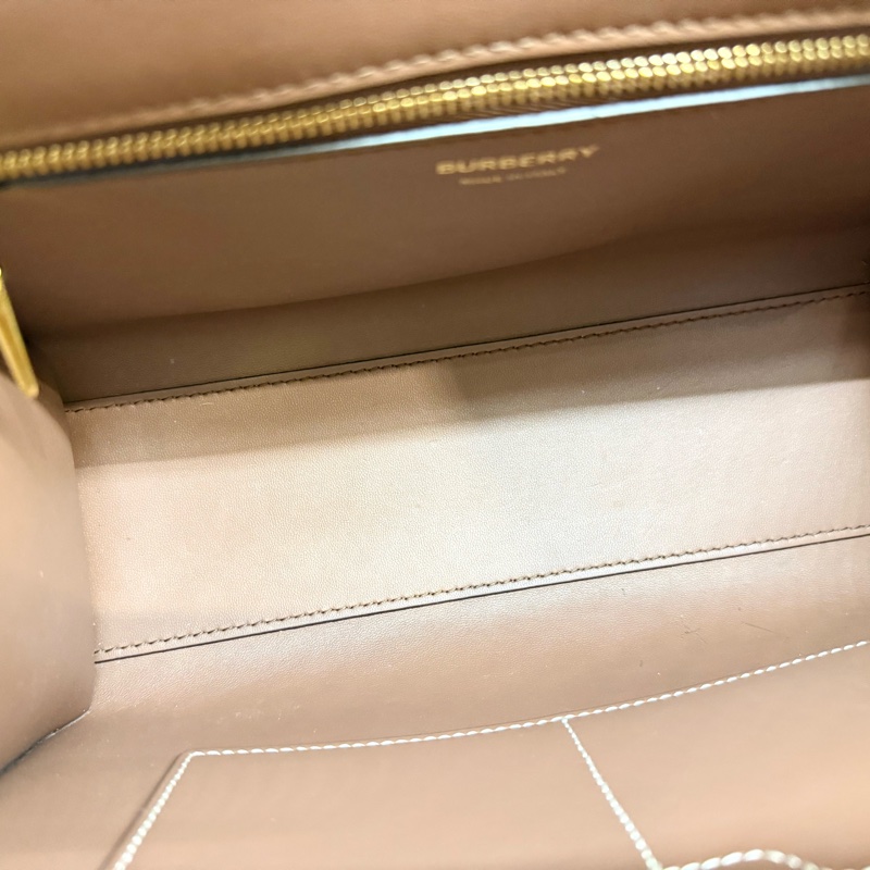 BURBERRY米白拼棕牛皮TB釦Frances手提肩背包80705721-11