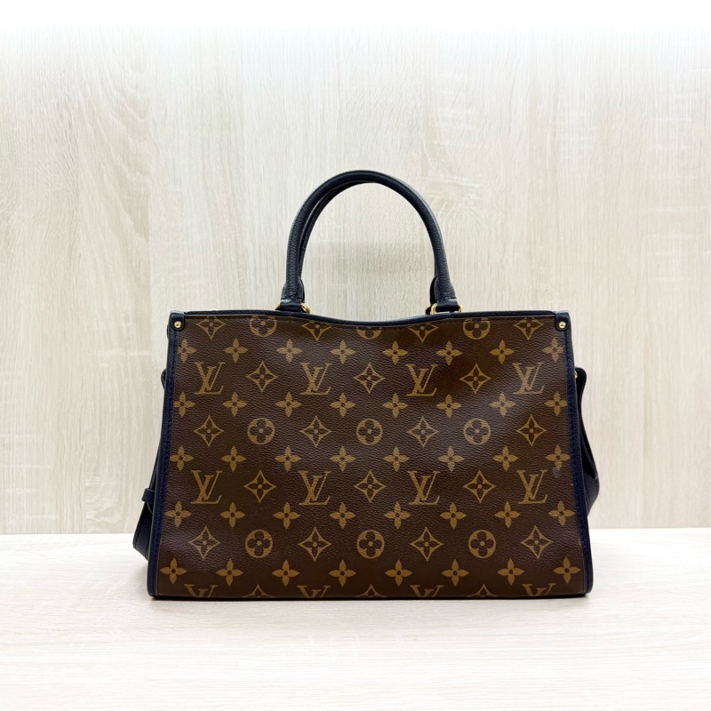 LV原花拼深藍邊手提肩背包M43434-1