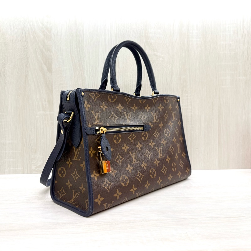 LV原花拼深藍邊手提肩背包M43434-3