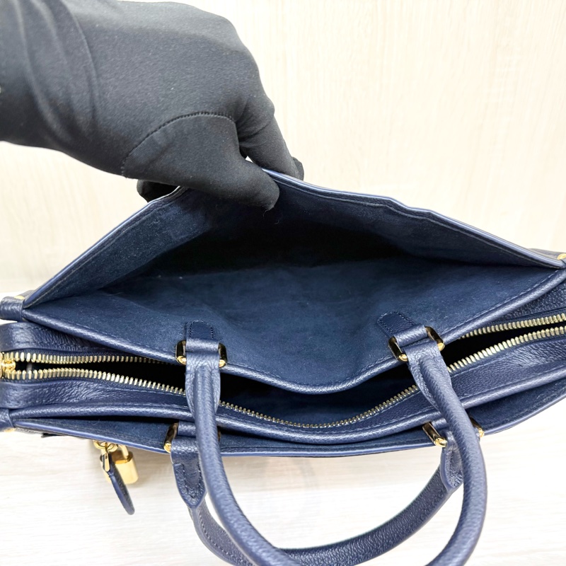 LV原花拼深藍邊手提肩背包M43434-8