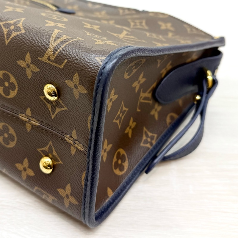 LV原花拼深藍邊手提肩背包M43434-10