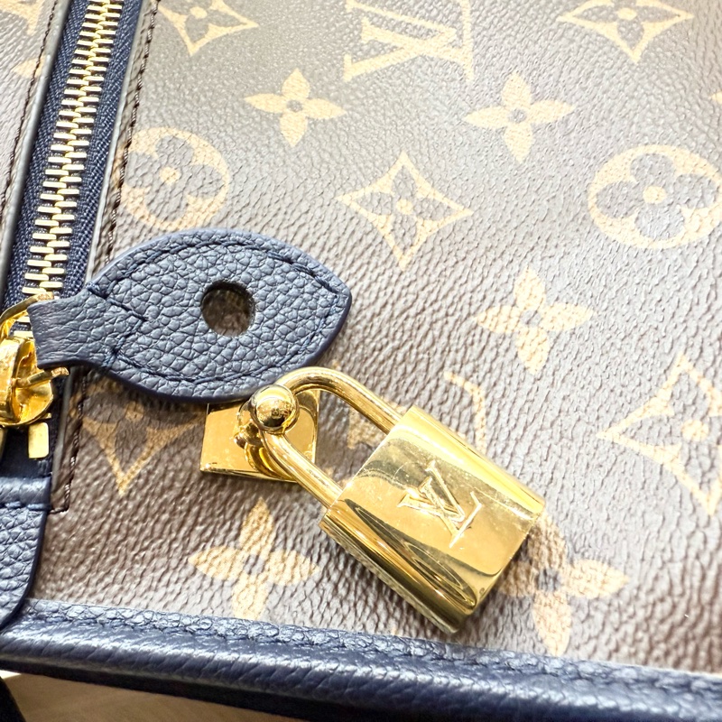 LV原花拼深藍邊手提肩背包M43434-12