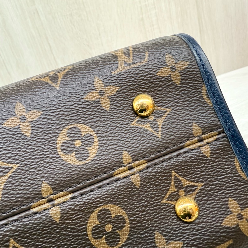 LV原花拼深藍邊手提肩背包M43434-14