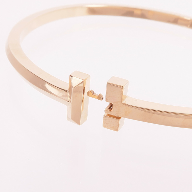 TIFFANY&CO 18K玫瑰金T1 Narrow Hinged Bangle手鐲-5
