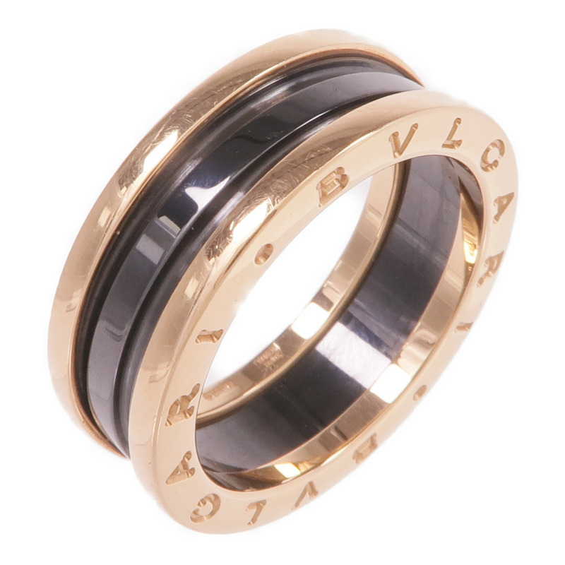 BVLGARI 18K玫瑰金/陶瓷B.zero1 Two-Band Ring戒指Bvlgari#61/US#9.25-0