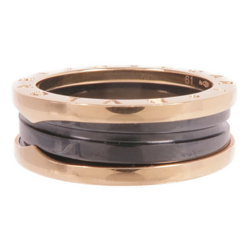 BVLGARI 18K玫瑰金/陶瓷B.zero1 Two-Band Ring戒指Bvlgari#61/US#9.25-2