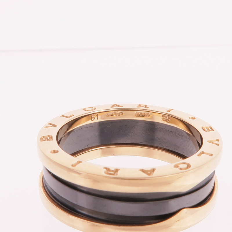 BVLGARI 18K玫瑰金/陶瓷B.zero1 Two-Band Ring戒指Bvlgari#61/US#9.25-4