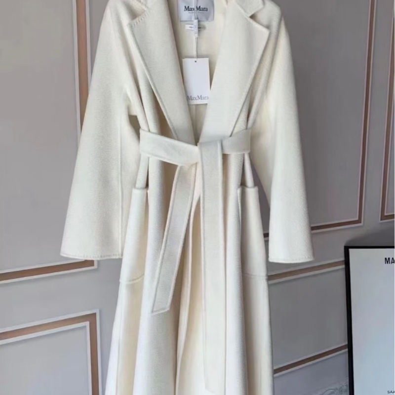 MaxMara-Ludmilla2 100% 白色 羊絨 水波紋大衣#34 36 38 40 42-1