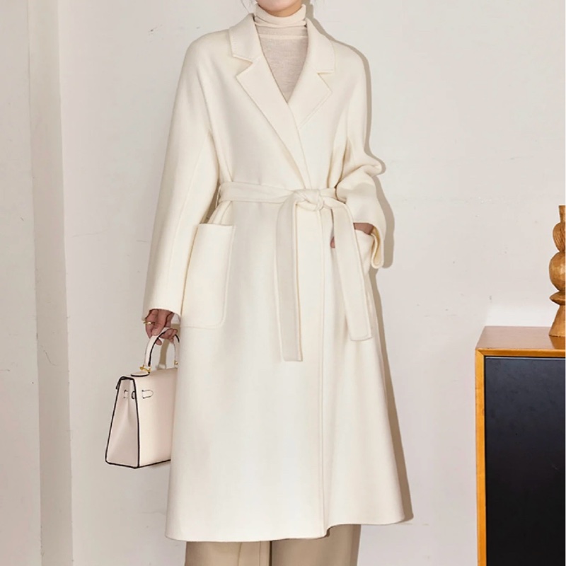 MaxMara-Ludmilla2 100% 白色 羊絨 水波紋大衣#34 36 38 40 42-2