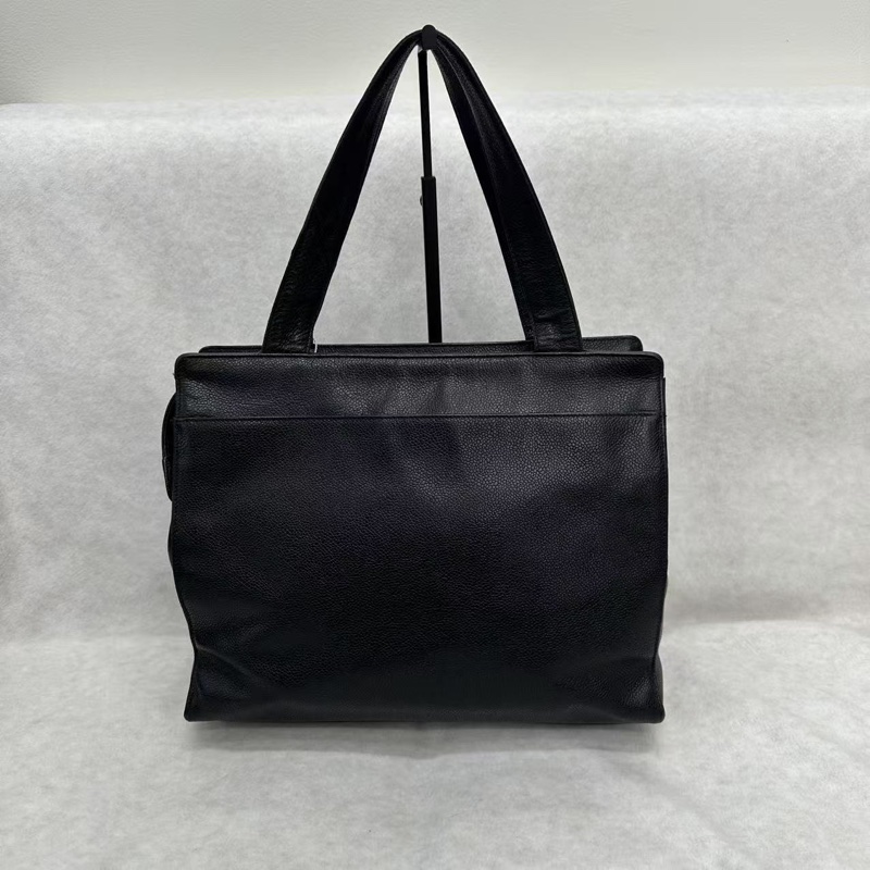 Chanel 香奈兒黑金荔枝紋單肩托特Tote-6