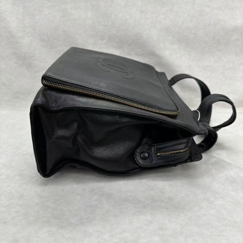 Chanel 香奈兒黑金荔枝紋單肩托特Tote-8