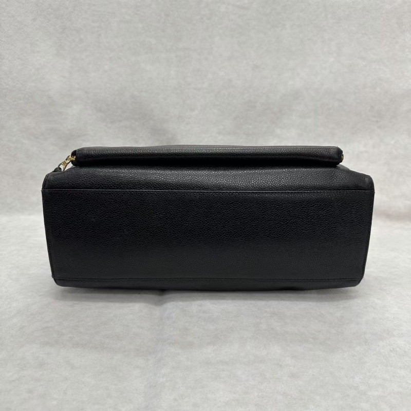 Chanel 香奈兒黑金荔枝紋單肩托特Tote-9