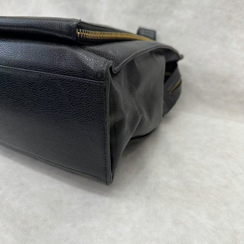 Chanel 香奈兒黑金荔枝紋單肩托特Tote-11