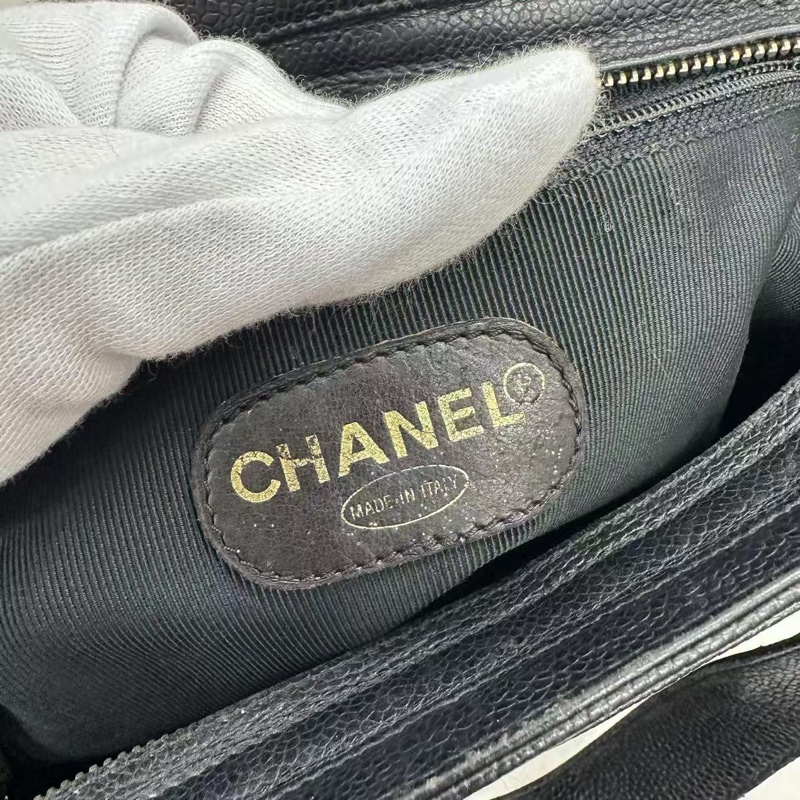 Chanel 香奈兒黑金荔枝紋單肩托特Tote-15