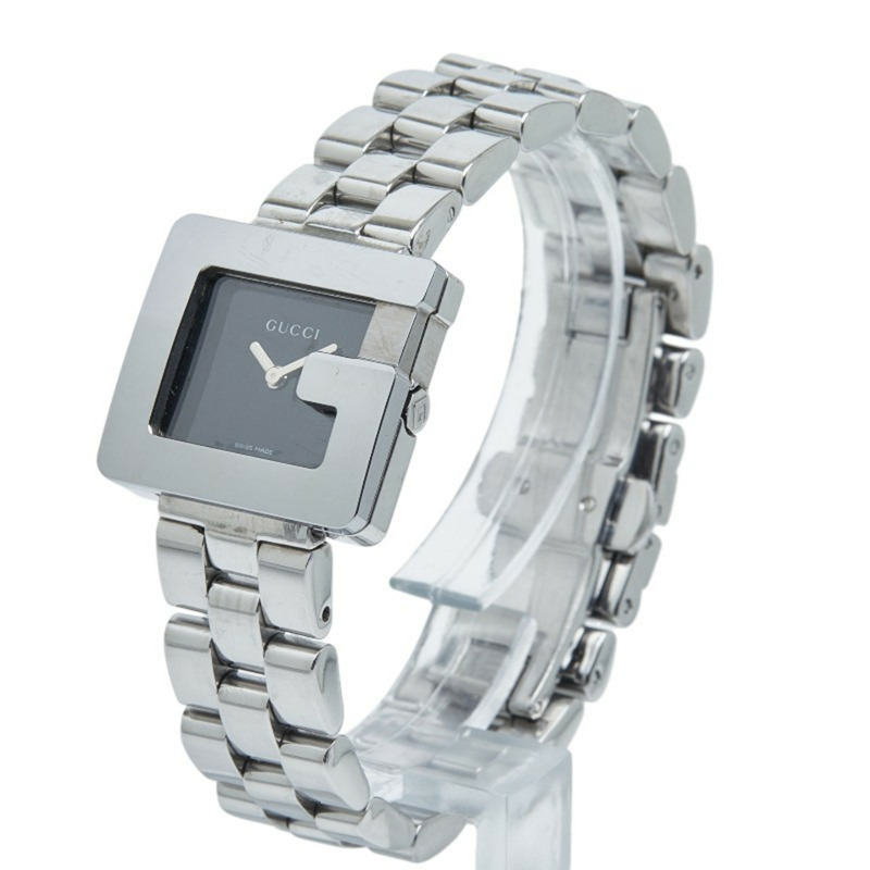 Gucci 3600L 石英腕錶,黑色錶盤,不鏽鋼錶殼,女款-1