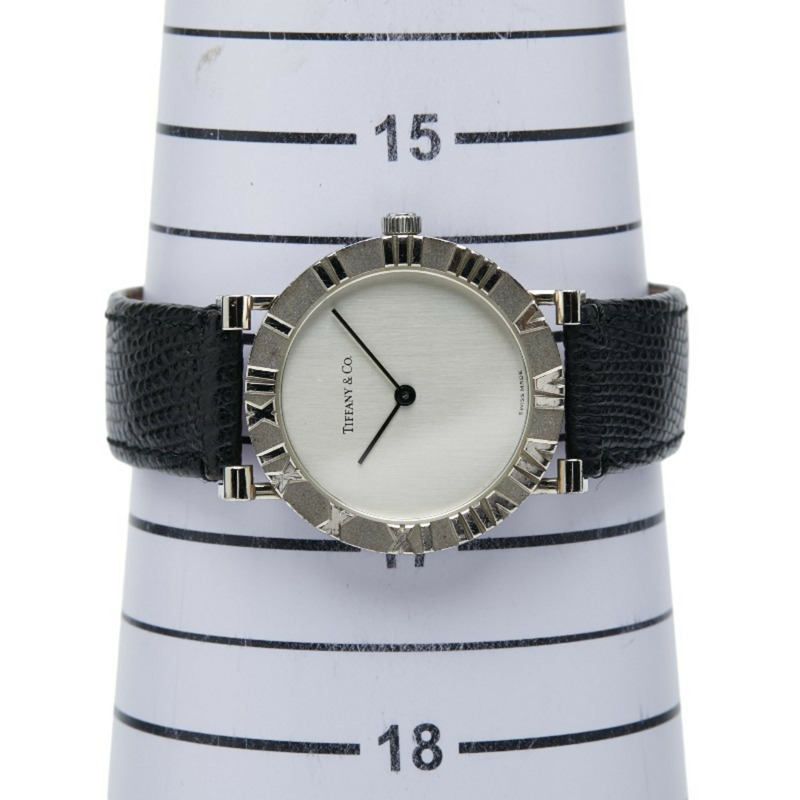Tiffany & Co.) Atlas 男士腕錶 M0640,石英機芯,銀色錶盤,SV925,皮革錶帶。-10