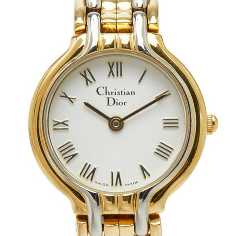 迪奧 3036 石英腕錶 白色錶盤 不鏽鋼鍍層 女士腕錶