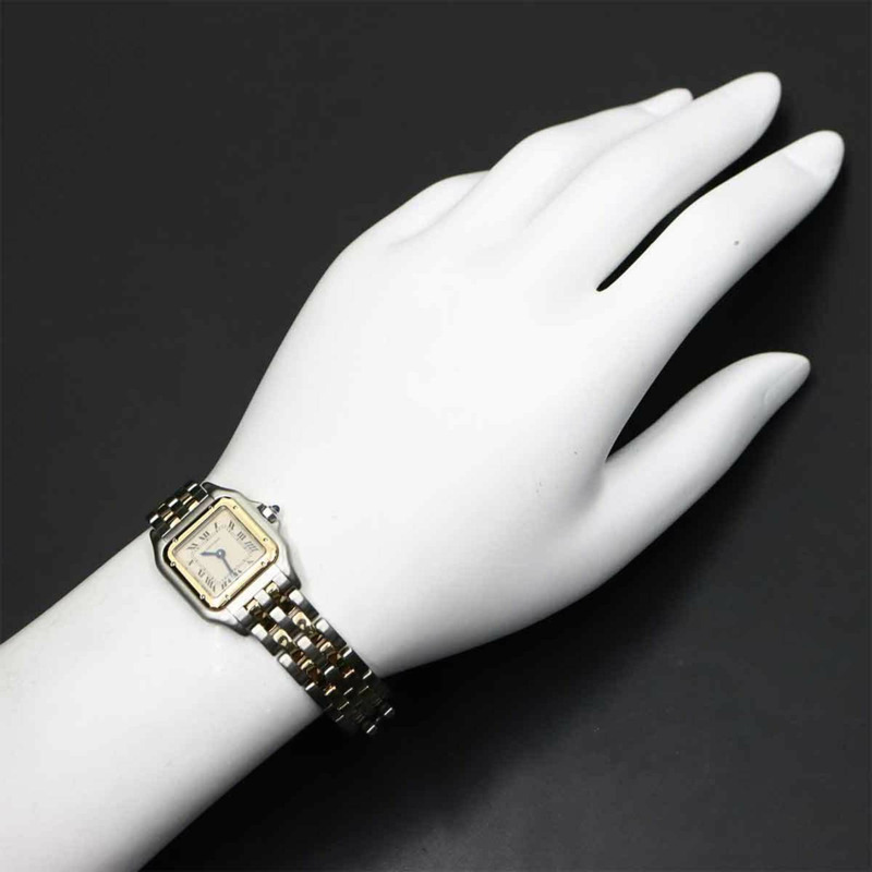 卡地亞 Panthère SM 雙排雙色女士腕錶 84083242 象牙色 18K黃金石英機芯-2