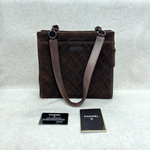 Chanel 香奈兒棕色麂皮單肩托特包 Tote 中古 Vintage