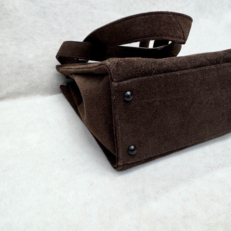 Chanel 香奈兒棕色麂皮單肩托特包 Tote 中古 Vintage-8