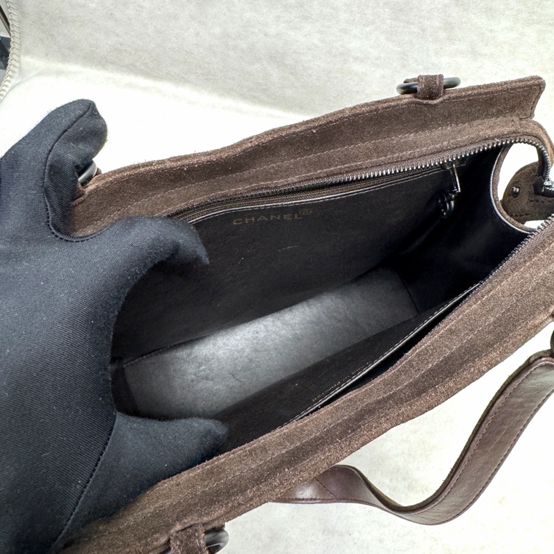Chanel 香奈兒棕色麂皮單肩托特包 Tote 中古 Vintage-9