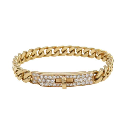 18K玫瑰金 鑽石 Kelly Gourmette 手鍊【HERMES 愛馬仕】