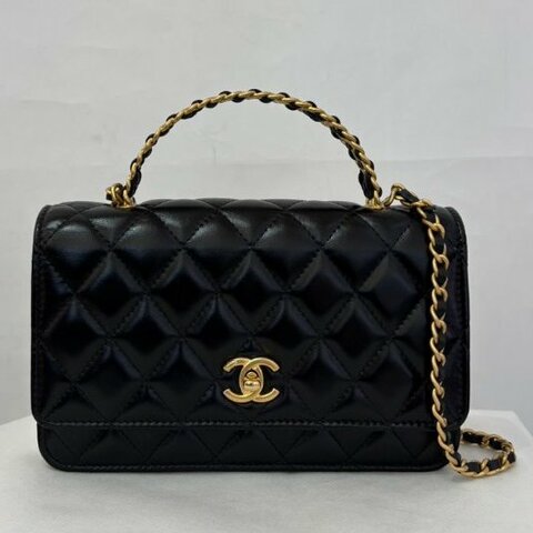 CHANEL黑菱格金鍊Handle WOC