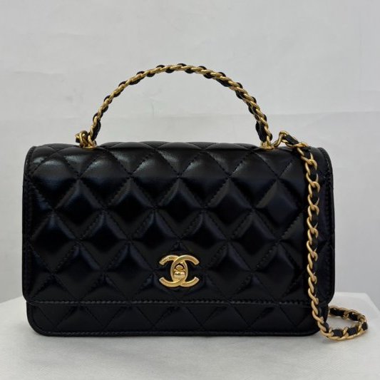 CHANEL黑菱格金鍊Handle WOC-0
