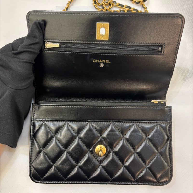 CHANEL黑菱格金鍊Handle WOC-7
