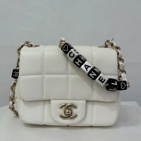 CHANEL白色方框車線方胖子